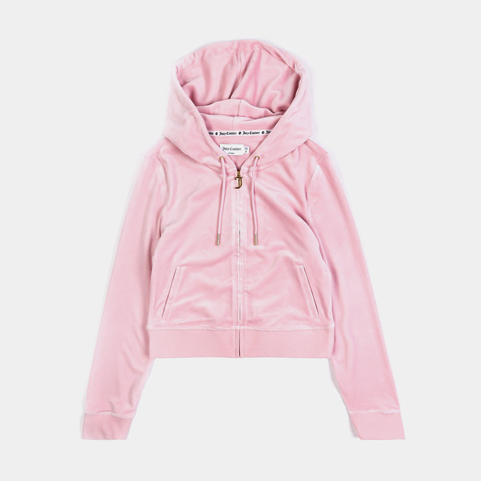 OG Bling Velour Full Zip Womens Hoodie (Pink/Gold)