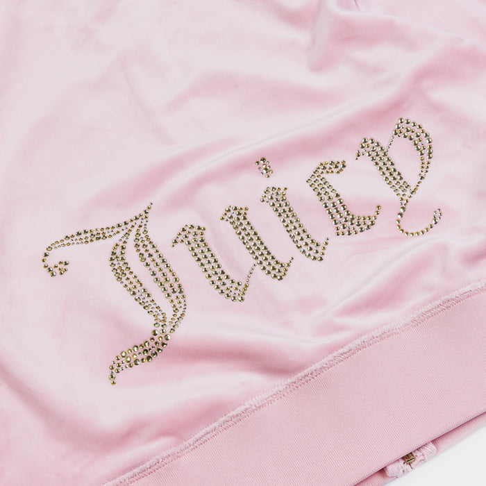 OG Bling Velour Full Zip Womens Hoodie (Pink/Gold)