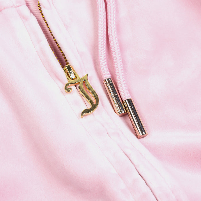 OG Bling Velour Full Zip Womens Hoodie (Pink/Gold)