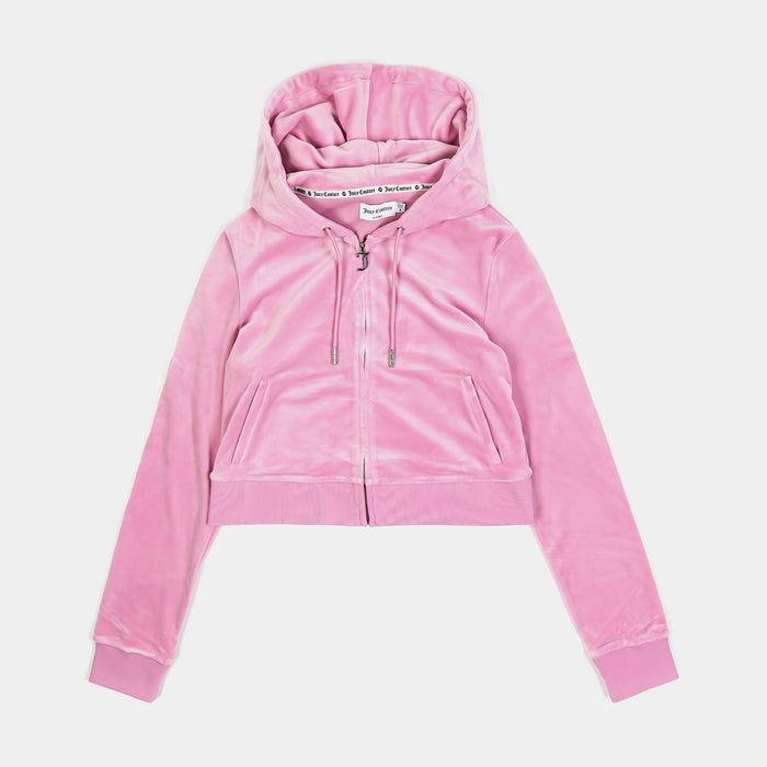 OG Bling Velour Full Zip Womens Hoodie (Rose)
