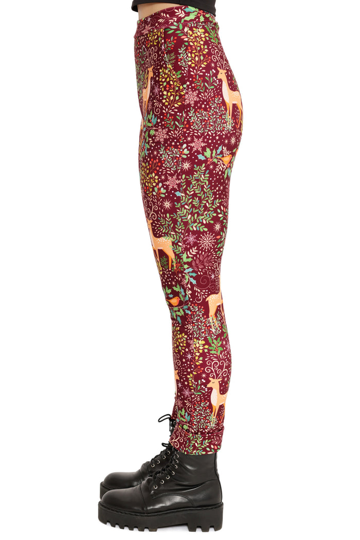 christmas day outfit idea red reindeer print pants