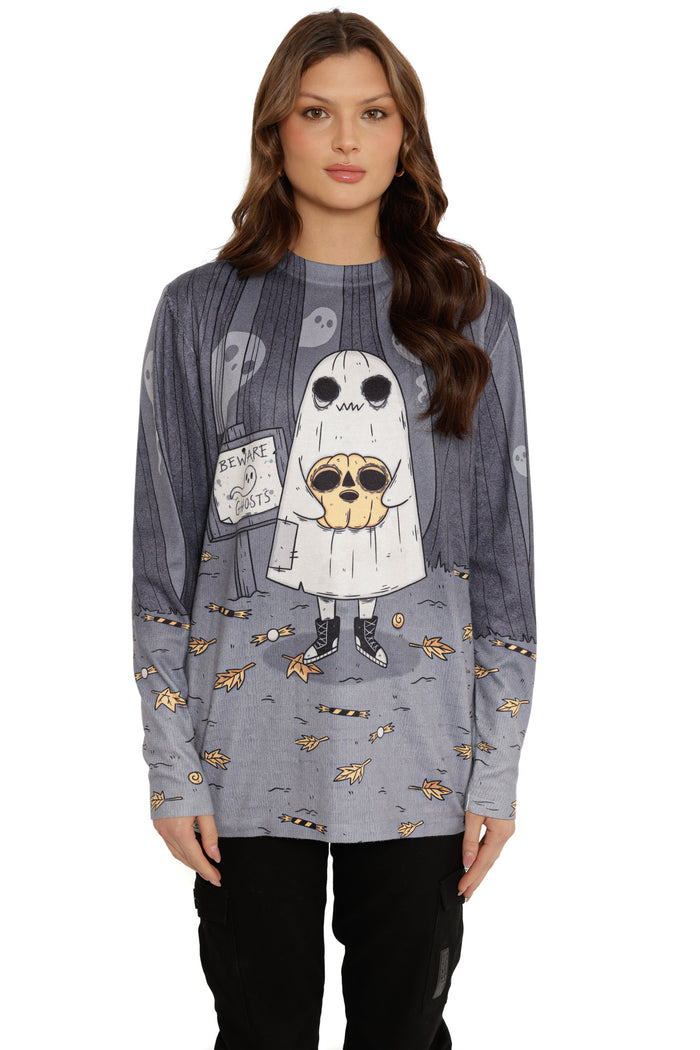 Oh Sheet! Ghostie Printed Knit Sweater (Seconds)