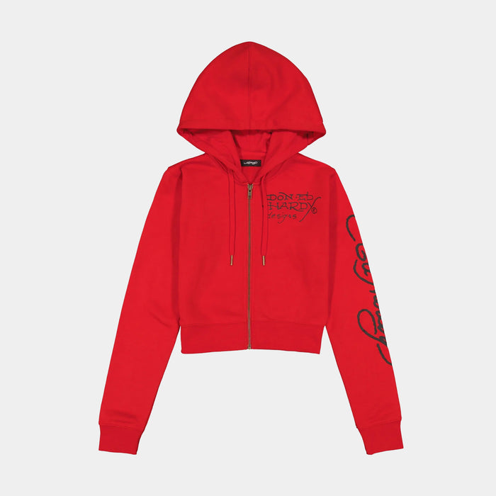 Panther Dagger Full Zip Womens Hoodie (Red/Black)