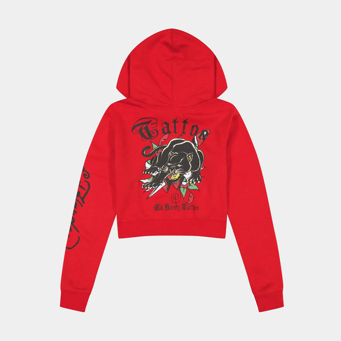Panther Dagger Full Zip Womens Hoodie (Red/Black)