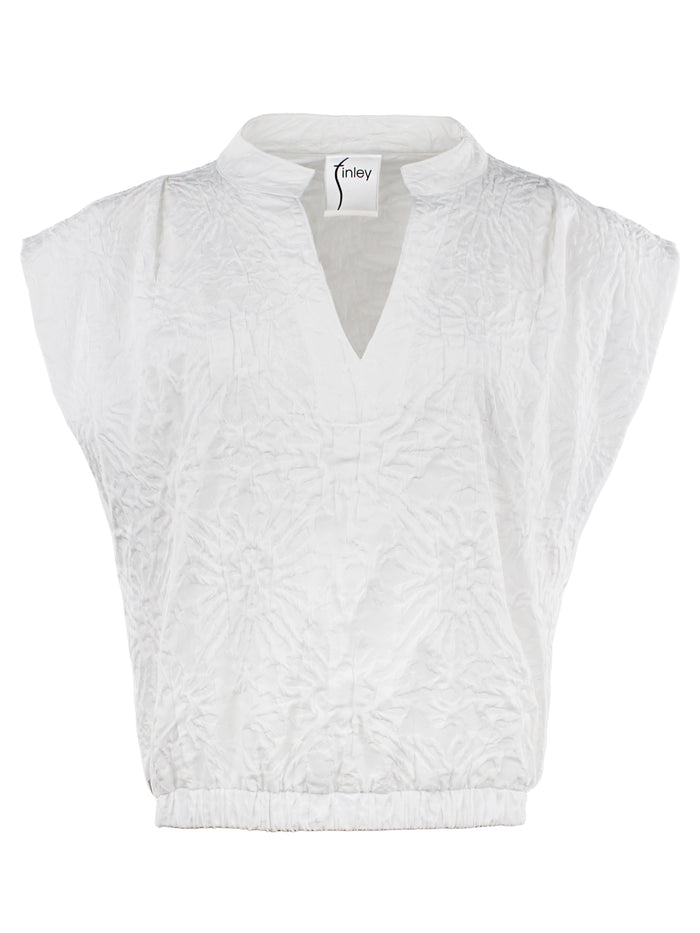 Pearl Popover White Textured Jacquard