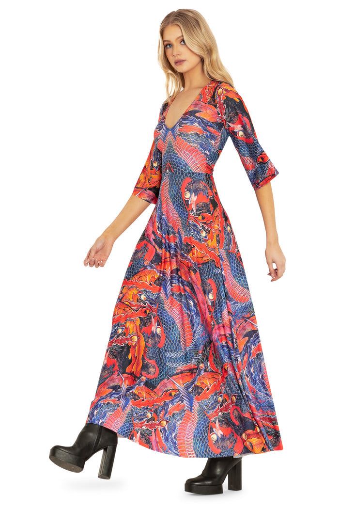 BlackMilk Clothing - Phoenix Arising Wide Sleeve Maxi Dress