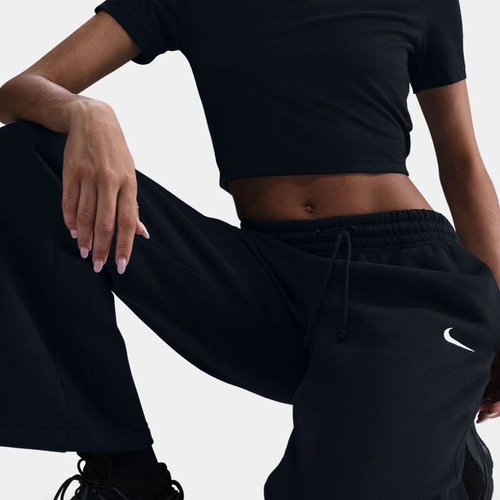 Phoenix Fleece Open Hem Womens Sweatpants (Black)