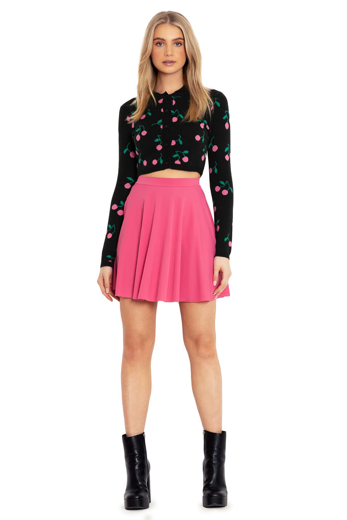 BlackMilk Clothing - Pink Cherries Fitted Knit Cardigan
