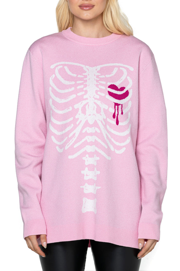 Pink Under My Skin Crew Knit Sweater