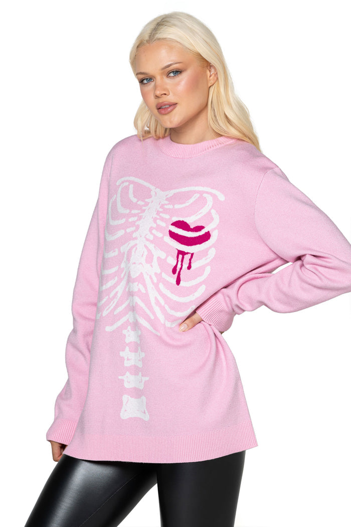 Pink Under My Skin Crew Knit Sweater