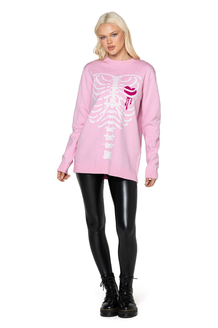 Pink Under My Skin Crew Knit Sweater