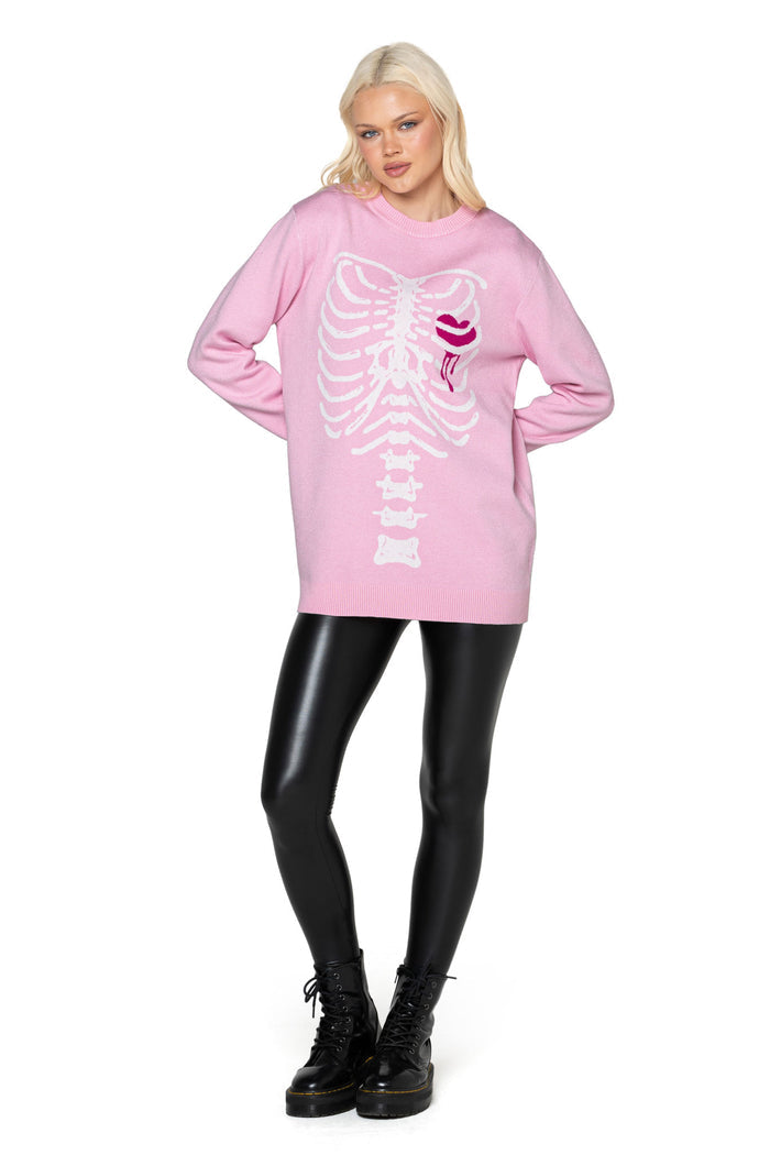 Pink Under My Skin Crew Knit Sweater