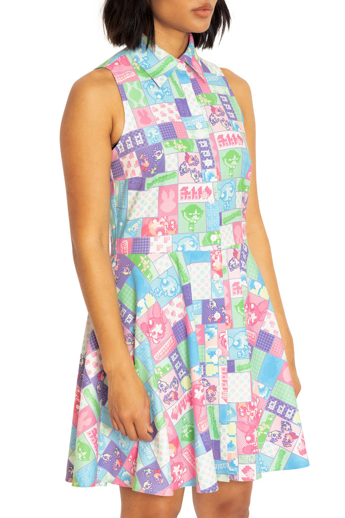 BlackMilk Clothing x Warner Brothers The Powerpuff Girls - Pixellated Powerpuff Work It Skater Dress - Warner Bros. Merchandise - Collaboration apparel - Licenced.