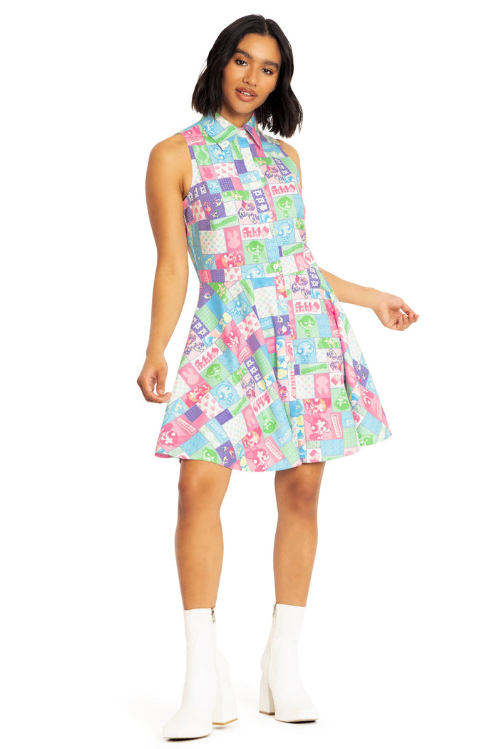 BlackMilk Clothing x Warner Brothers The Powerpuff Girls - Pixellated Powerpuff Work It Skater Dress - Warner Bros. Merchandise - Collaboration apparel - Licenced.