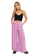 Plaid Pink Bug Wide Leg Pants - Sample