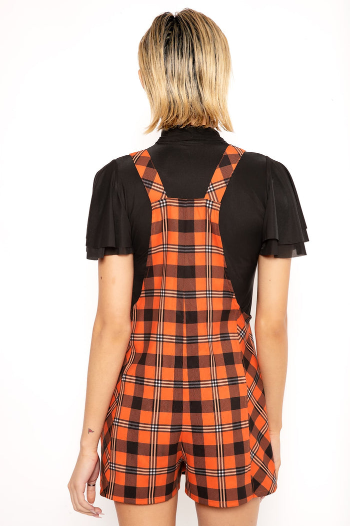 Plaid Pumpkin Pinafore Skort