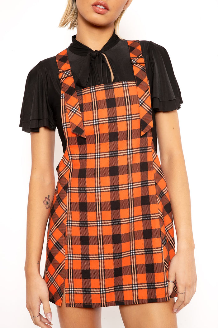 Plaid Pumpkin Pinafore Skort