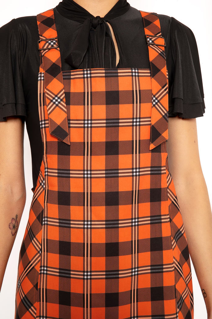Plaid Pumpkin Pinafore Skort