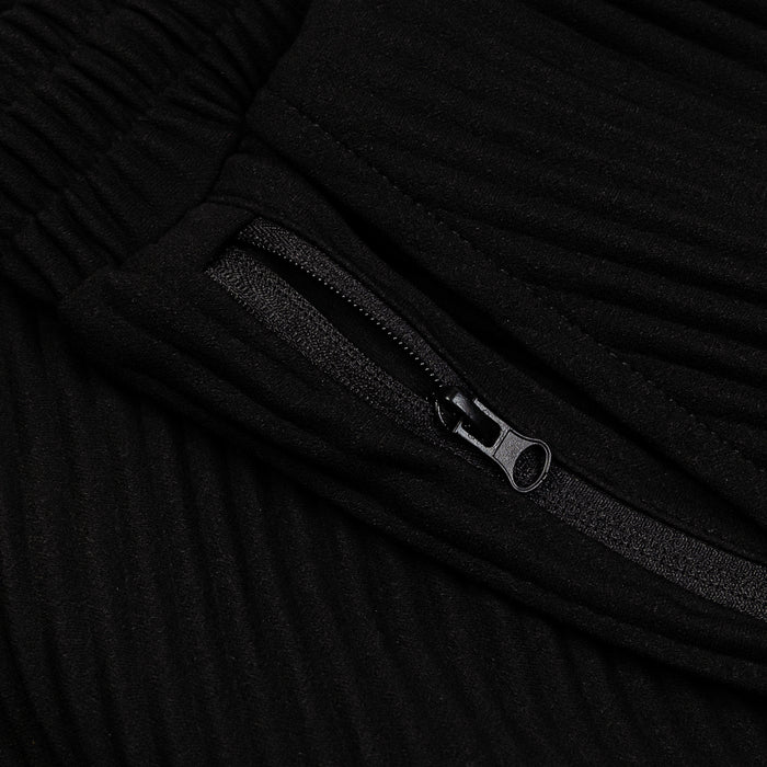 Pleated Knit Mens Pants (Black)