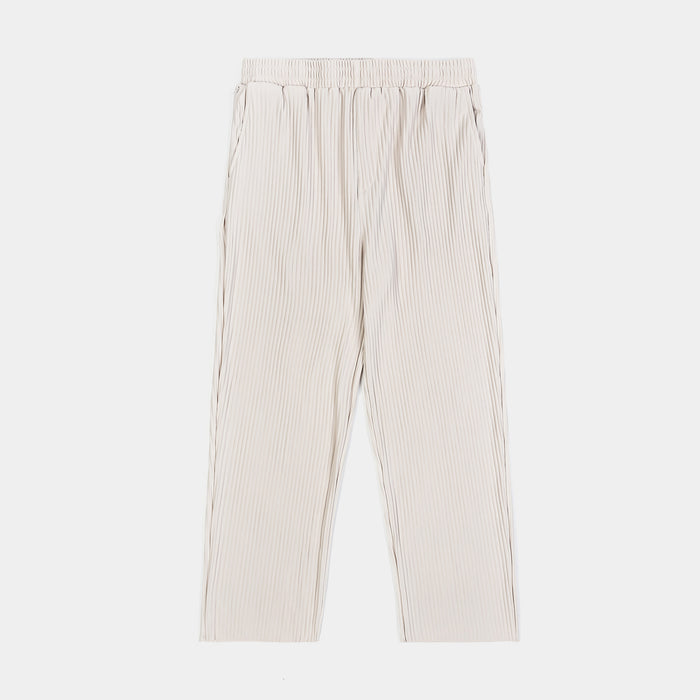 Pleated Woven Mens Pants (Cream)
