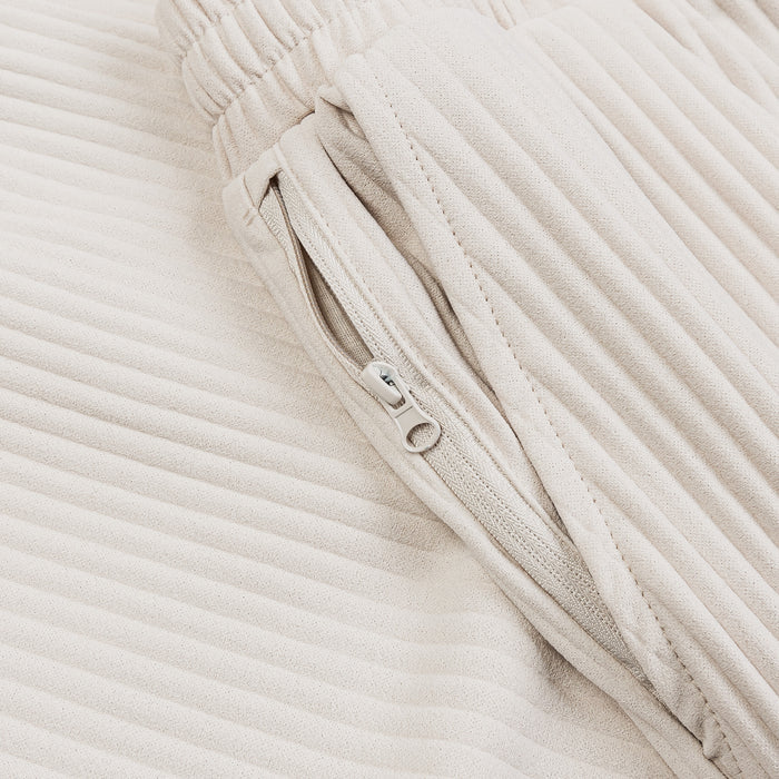 Pleated Woven Mens Pants (Cream)