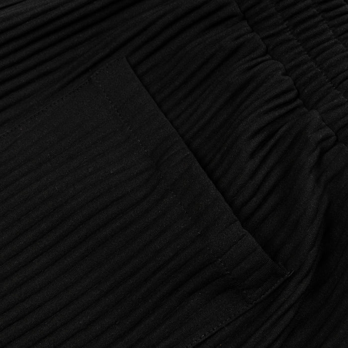 Pleated Woven Mens Shorts (Black)