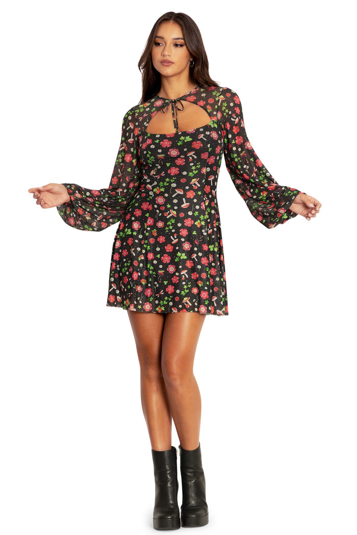 BlackMilk Clothing - Poison Fields Shrug Bishop Dress