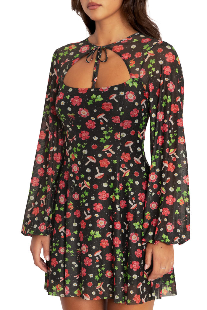BlackMilk Clothing - Poison Fields Shrug Bishop Dress