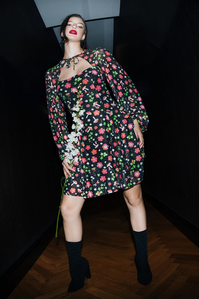 BlackMilk Clothing - Poison Fields Shrug Bishop Dress