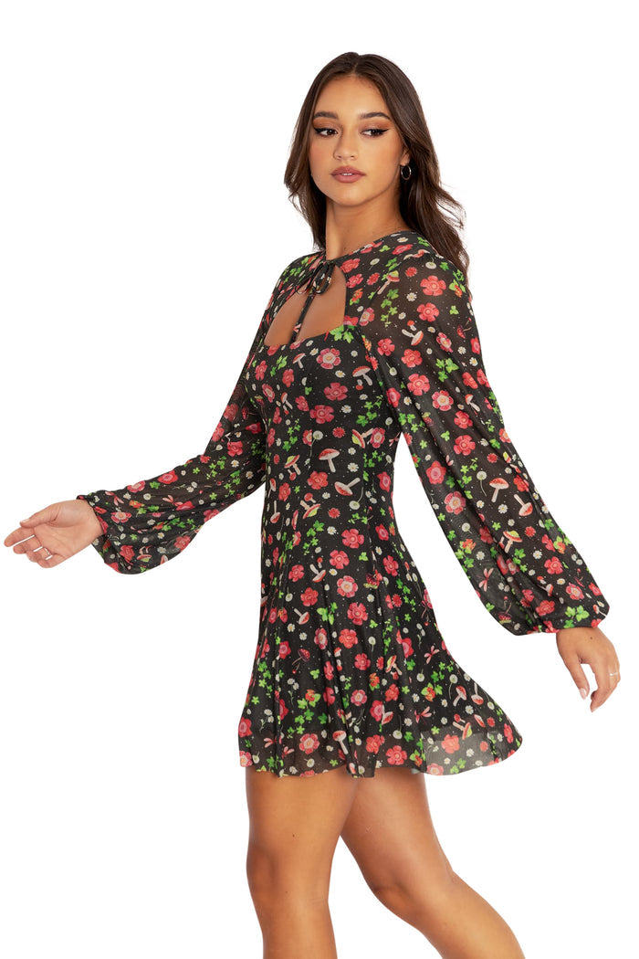 BlackMilk Clothing - Poison Fields Shrug Bishop Dress