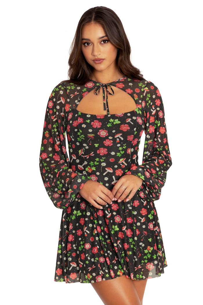 BlackMilk Clothing - Poison Fields Shrug Bishop Dress