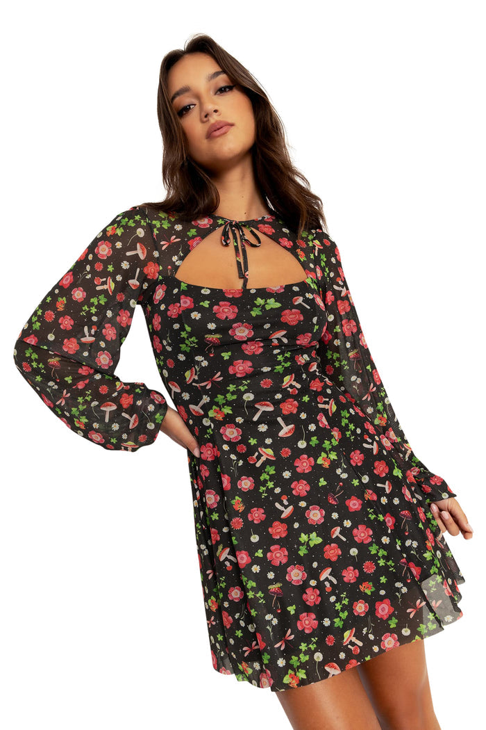BlackMilk Clothing - Poison Fields Shrug Bishop Dress