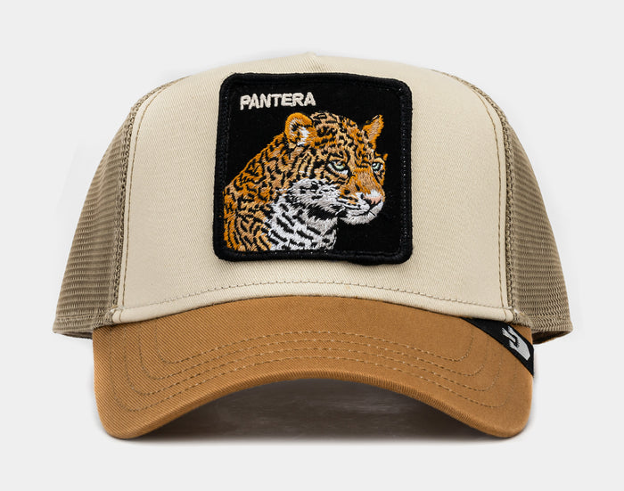 Premium Pantera Trucker Mens Hat (Khaki/Yellow)