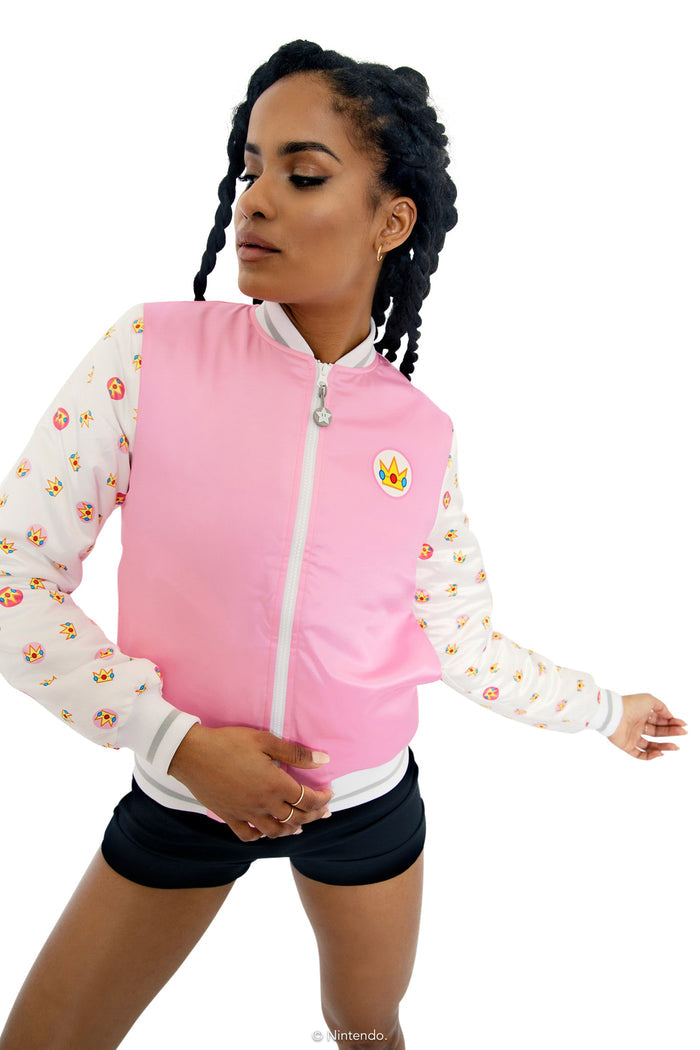 BlackMilk Clothing x Nintendo Super Mario - Super Mario Princess Peach Shiny Bomber Jacket - Super Mario Merchandise - Collaboration apparel - Licenced.