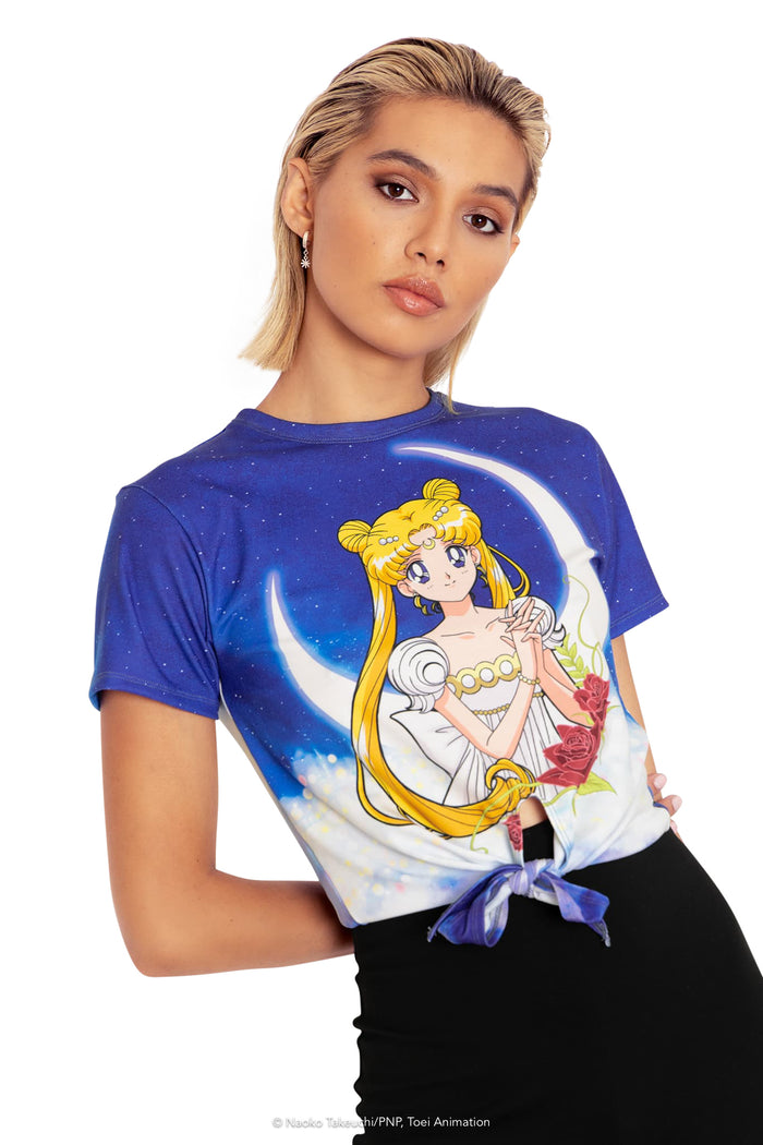 BlackMilk Clothing x Pretty Guardian Sailor Moon - Princess Serenity Tie Front Tee - Sailor Moon Merchandise - Collaboration apparel - Licenced.