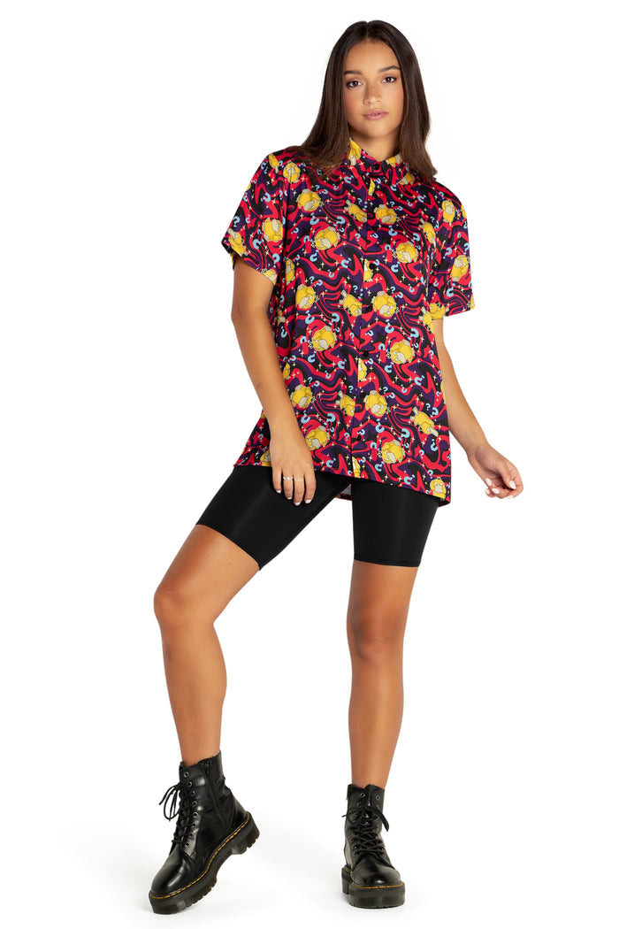 BlackMilk Clothing x Pokemon - Psyduck Confusion Boyfriend Shirt - Pokémon Merchandise - Collaboration apparel - Licenced.