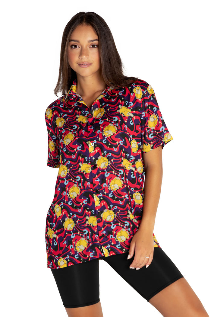 BlackMilk Clothing x Pokemon - Psyduck Confusion Boyfriend Shirt - Pokémon Merchandise - Collaboration apparel - Licenced.