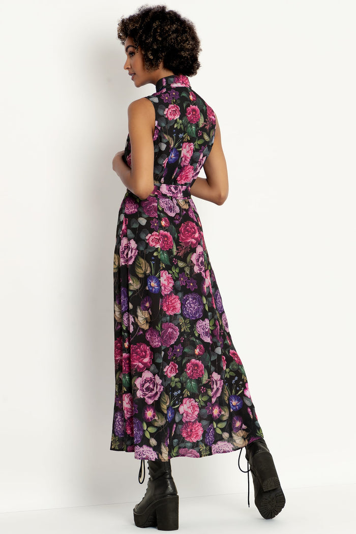Purple Garden Maxi Shirt Dress