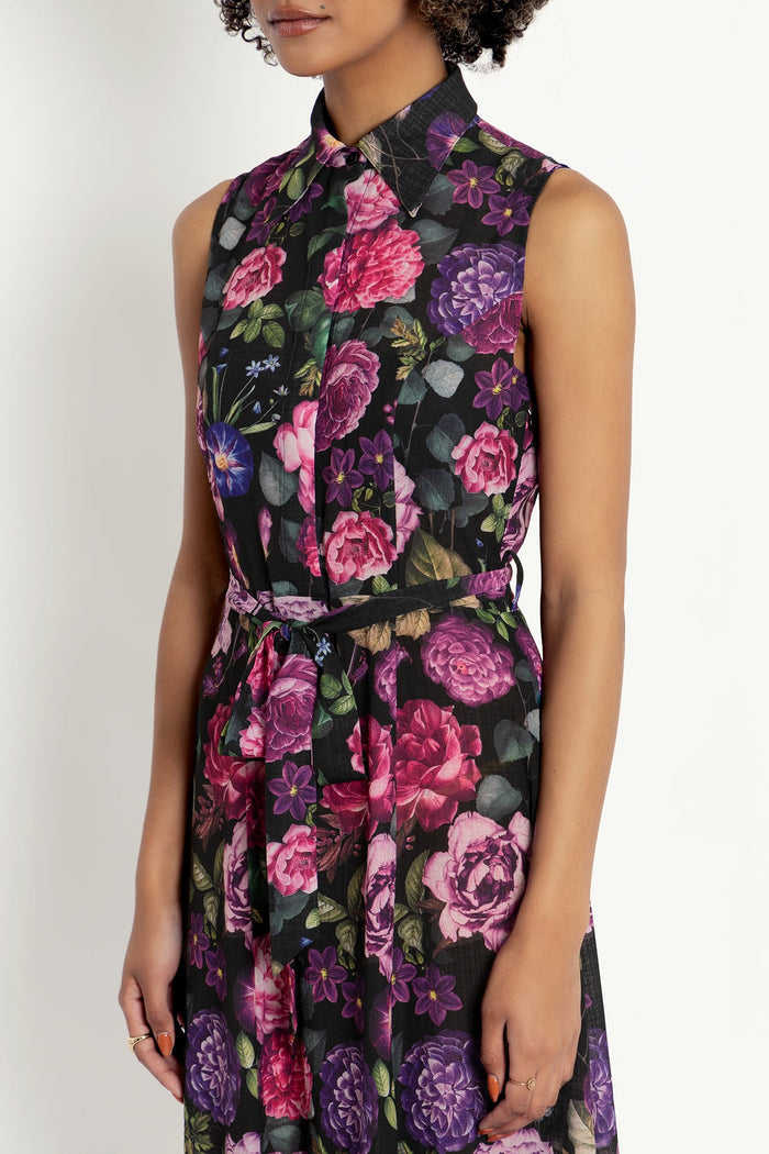 Purple Garden Maxi Shirt Dress