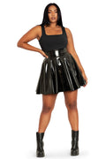 BlackMilk Clothing - PVC Ultra High Waisted Skater Skirt