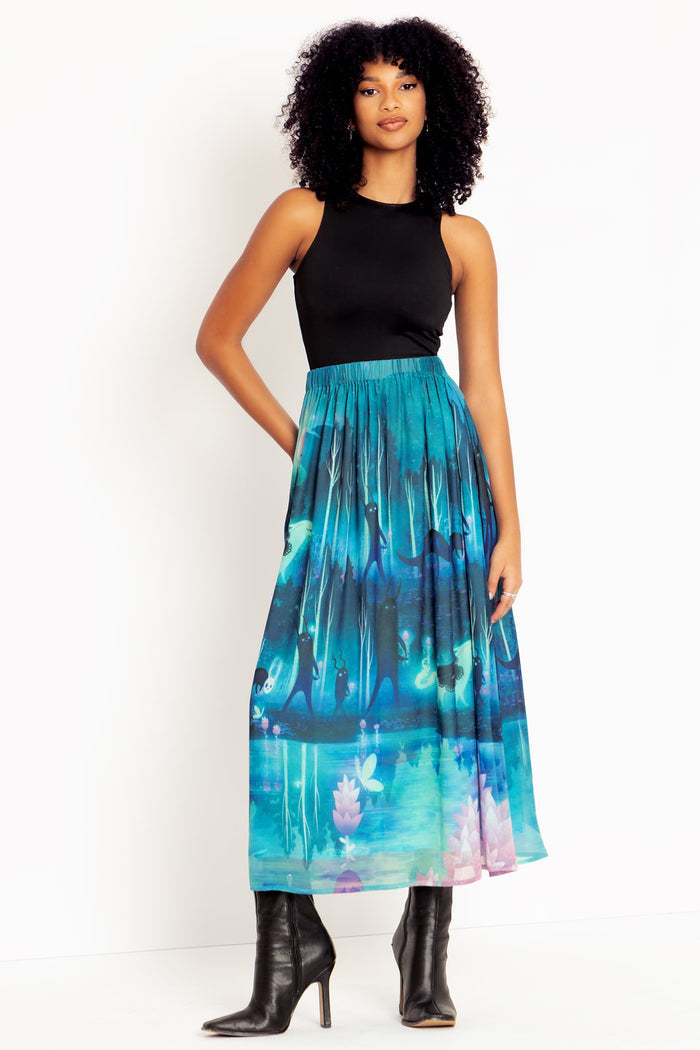 Reflecting Pool Gathered Maxi Skirt