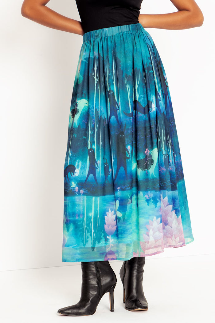 Reflecting Pool Gathered Maxi Skirt