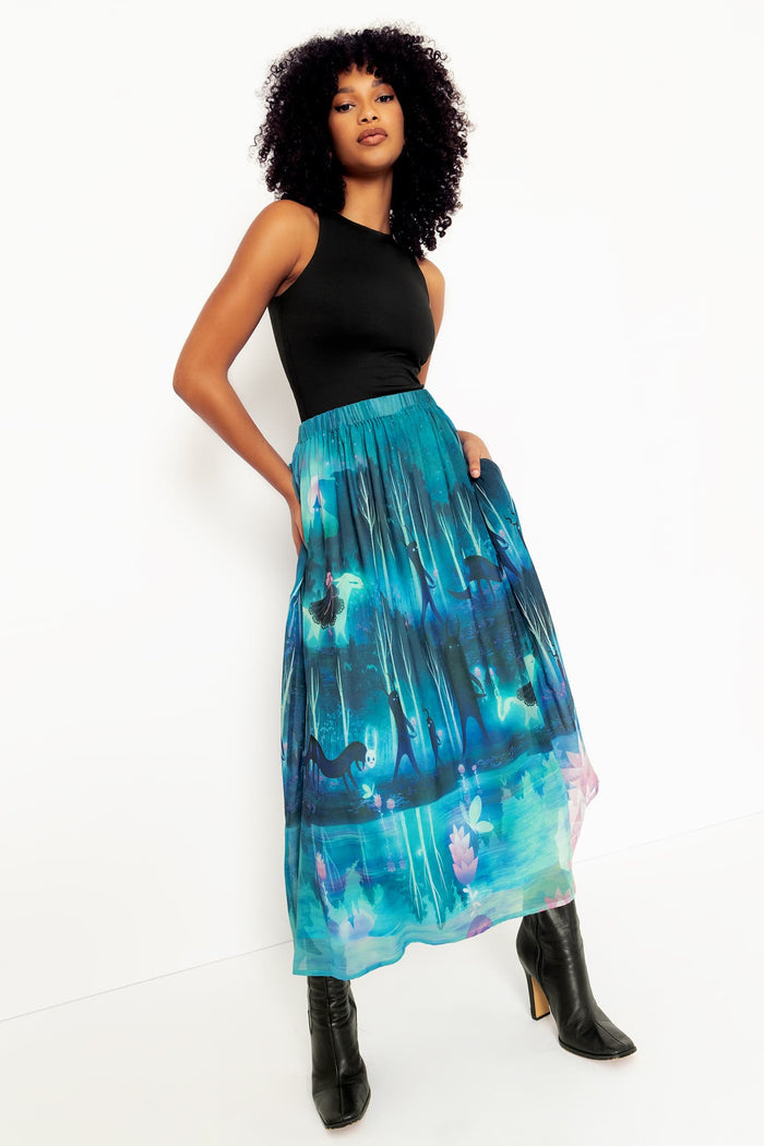 Reflecting Pool Gathered Maxi Skirt