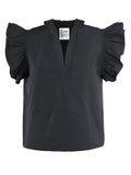Remy Short Sleeve Popover Blouse, Black