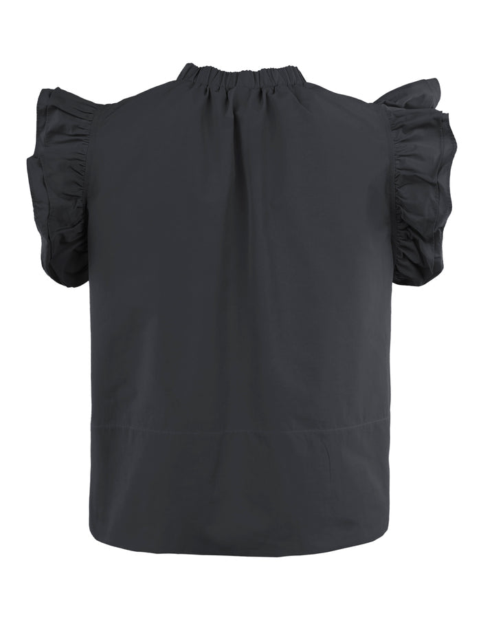 Remy Short Sleeve Popover Blouse, Black
