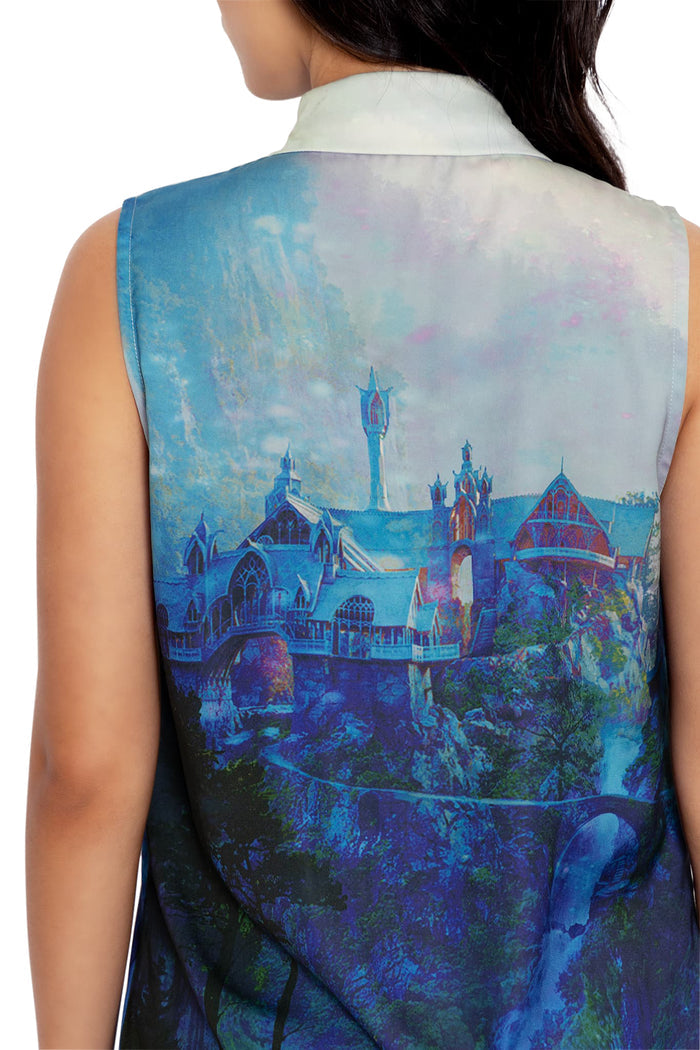 BlackMilk Clothing x Warner Brothers Lord of the Rings - The Lord Of The Rings Rivendell Button Up Shirt - Warner Bros. Merchandise - Collaboration apparel - Licenced.