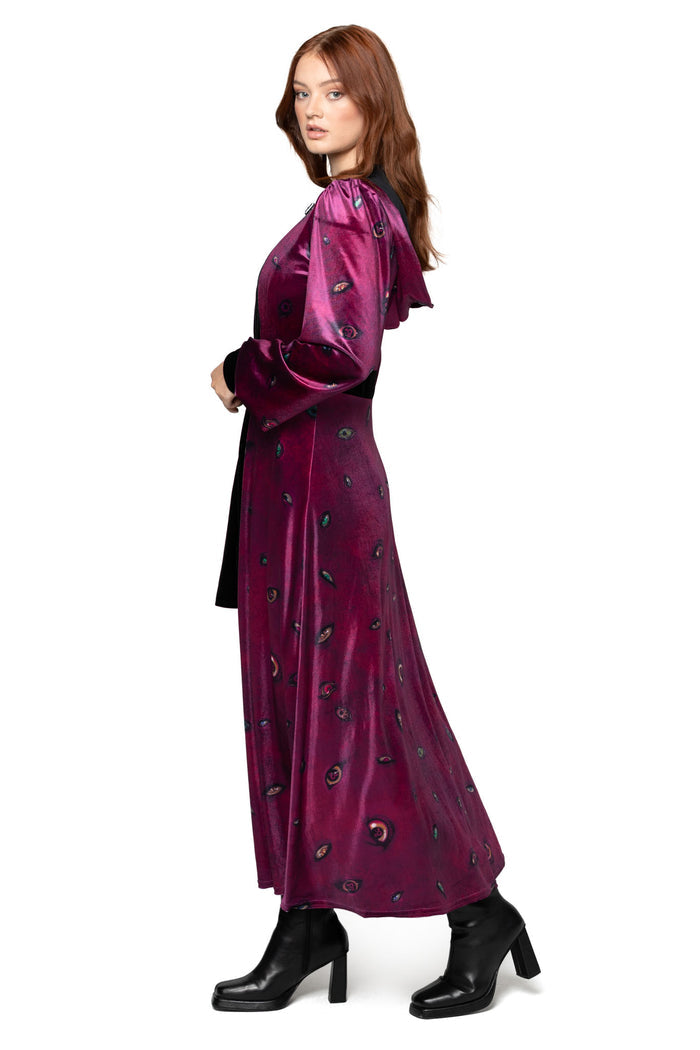 Robe of Eyes Hooded Maxi Jacket