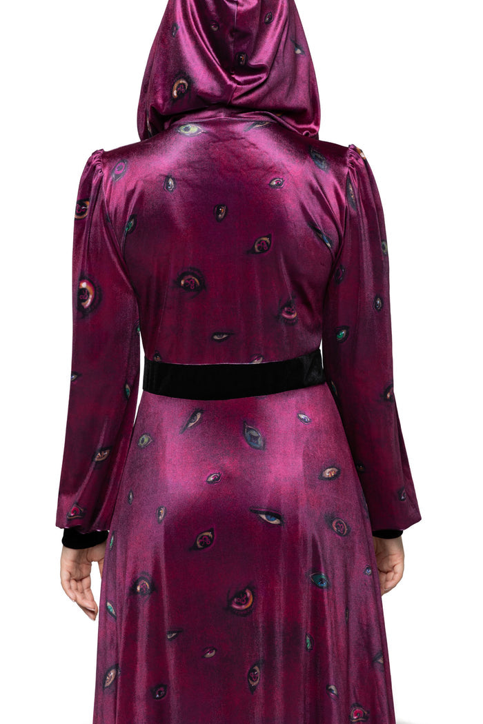 Robe of Eyes Hooded Maxi Jacket