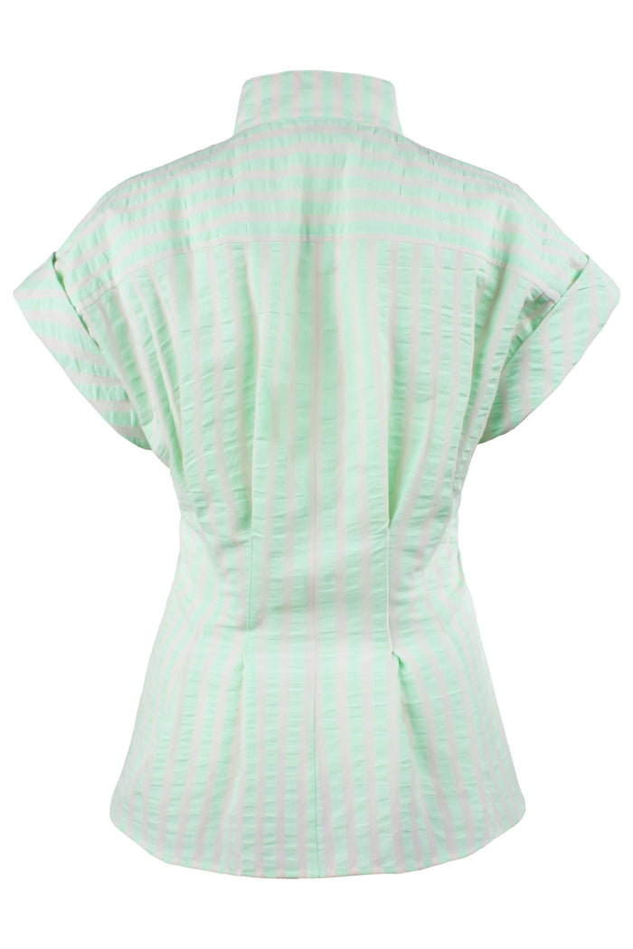 Rocky Cap Sleeve Shirt Green Pastel Stripe