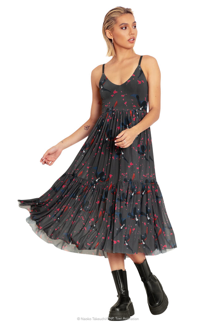BlackMilk Clothing x Pretty Guardian Sailor Moon - Roses And Tuxedo Mask Sheer Midaxi Dress - Sailor Moon Merchandise - Collaboration apparel - Licenced.